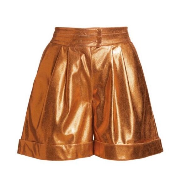 KIMBERLY GOLDSON Lizzie Pleated Metallic Shorts in Copper NWOT Size 6 - Picture 5 of 9